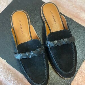 Lucky Brand Black Braided Mules